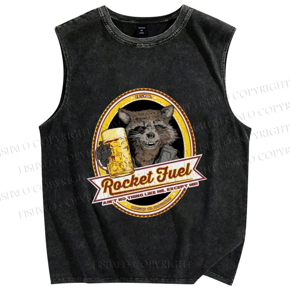 Unisex Rocket Fuel Printed Washed Tank Top