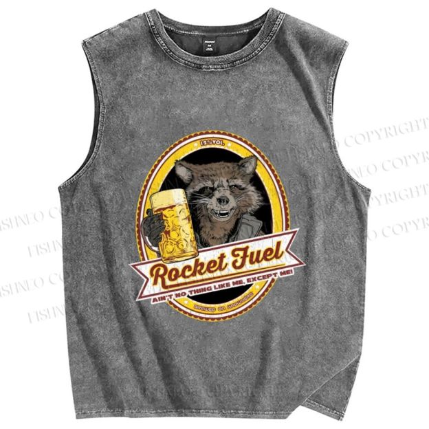 Unisex Rocket Fuel Printed Washed Tank Top