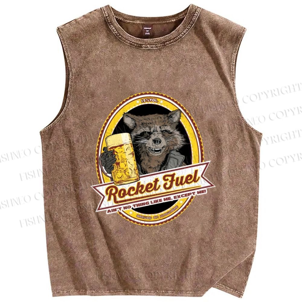 Unisex Rocket Fuel Printed Washed Tank Top