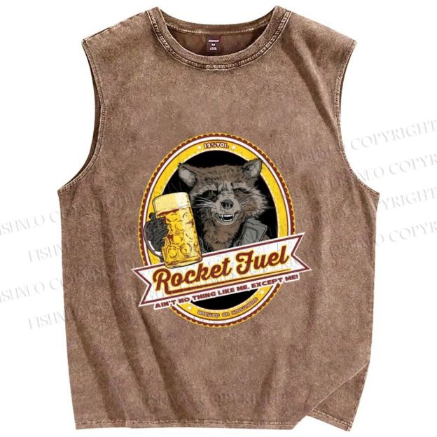 Unisex Rocket Fuel Printed Washed Tank Top