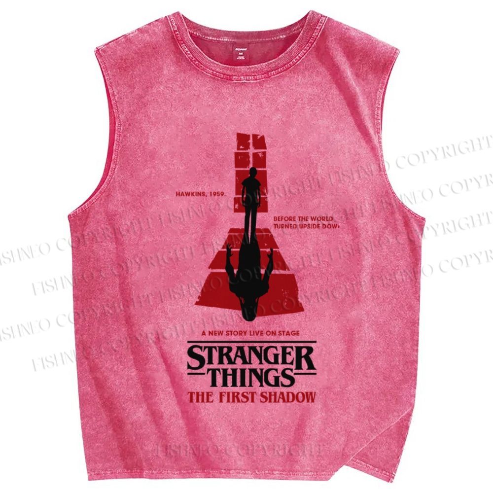 Unisex Stranger Things The First Shadow Printed Washed Tank Top
