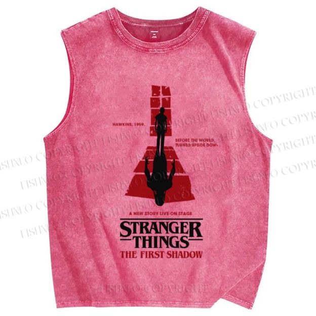 Unisex Stranger Things The First Shadow Printed Washed Tank Top