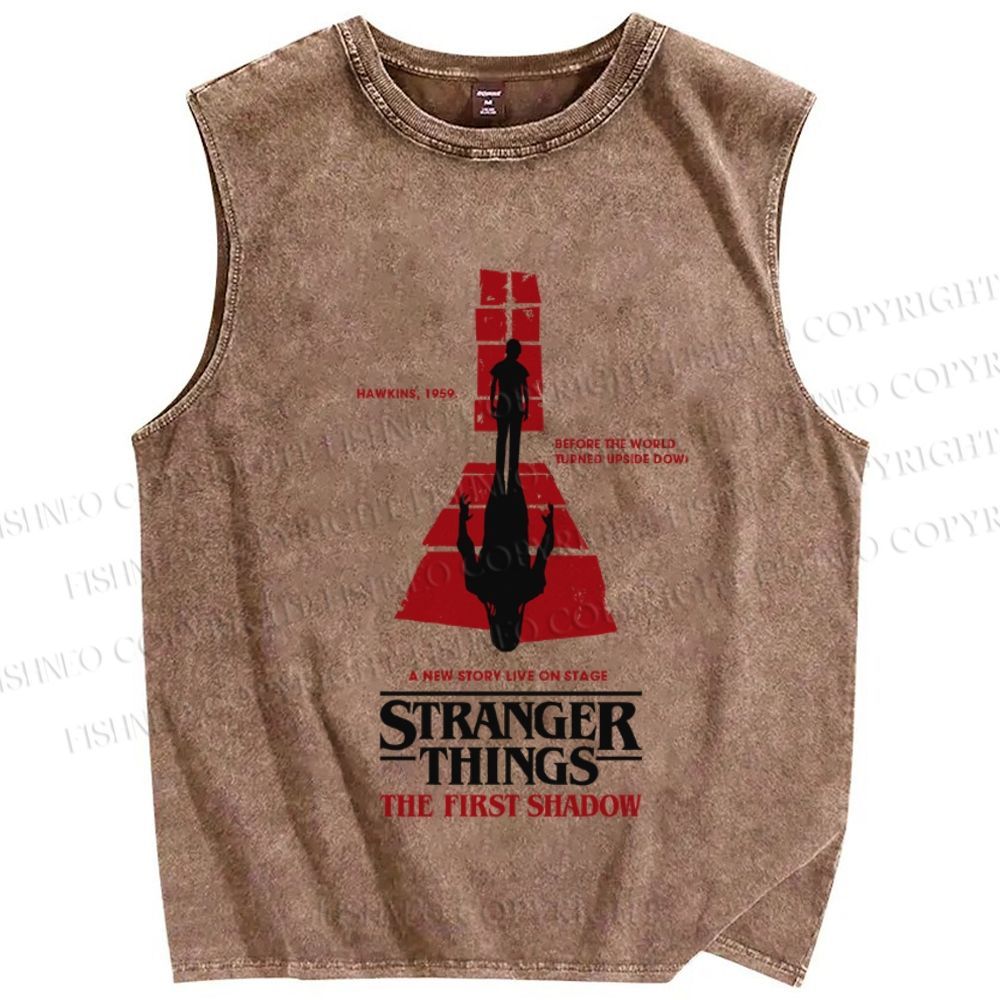 Unisex Stranger Things The First Shadow Printed Washed Tank Top