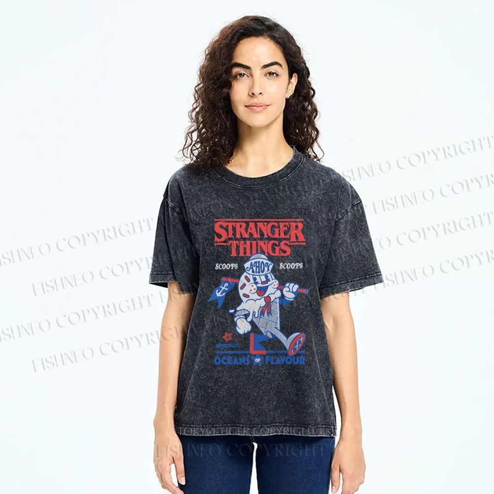 Unisex Stranger Things Printed Washed Tee