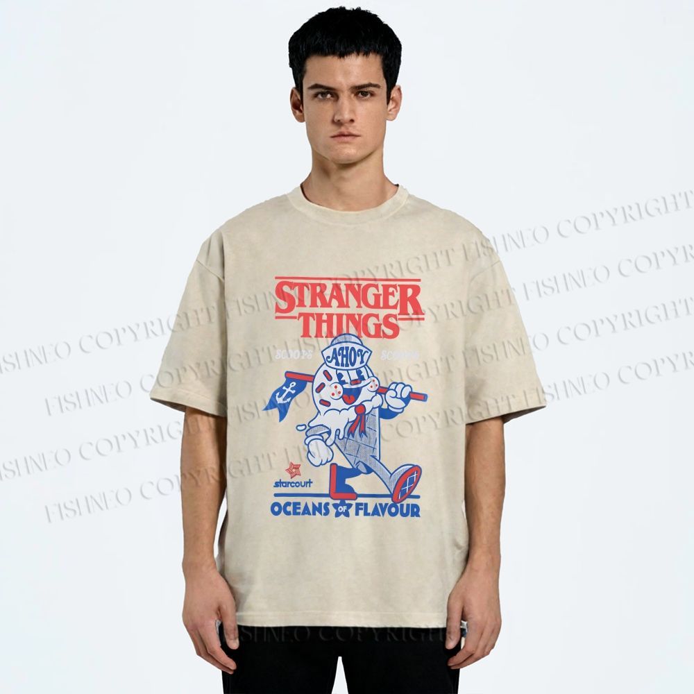 Unisex Stranger Things Printed Washed Tee