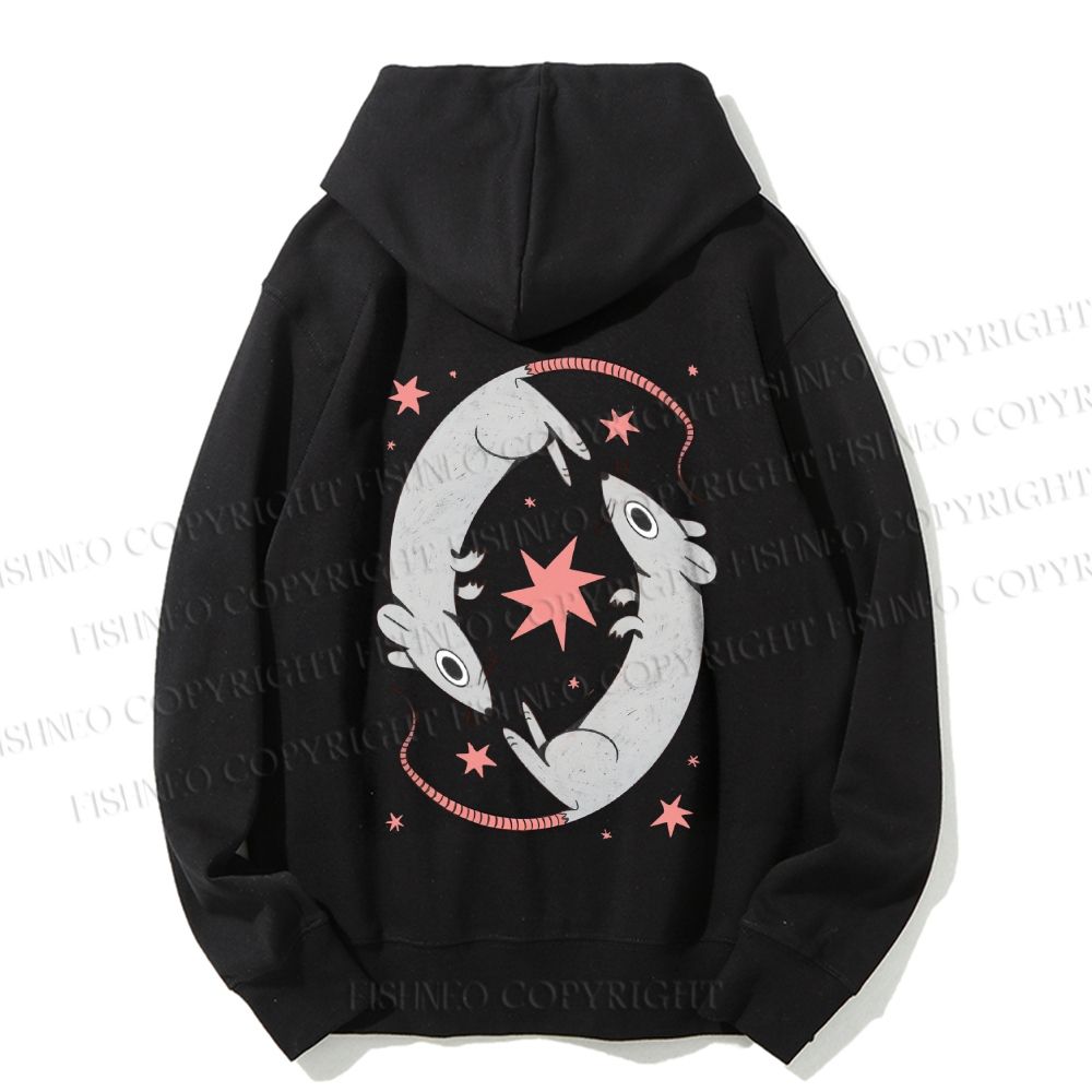 Unisex Casual Cotton Rats With Star Printed Hoodie