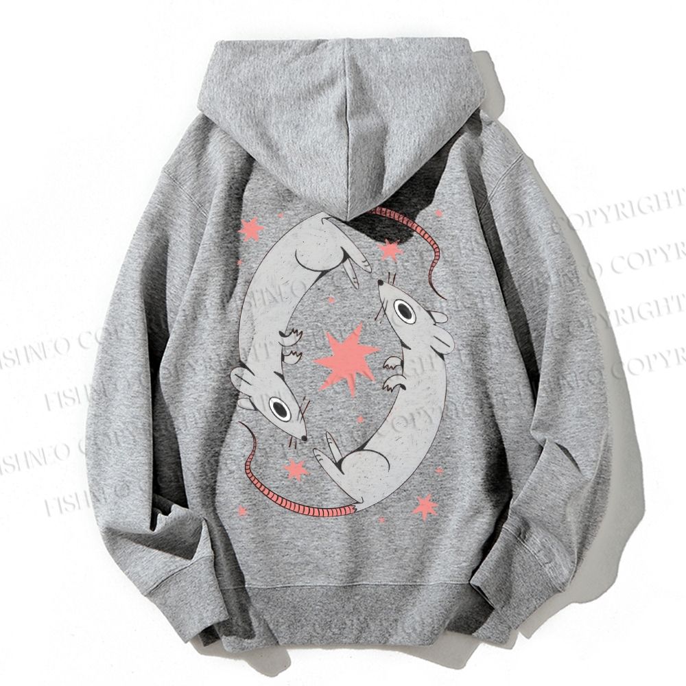 Unisex Casual Cotton Rats With Star Printed Hoodie