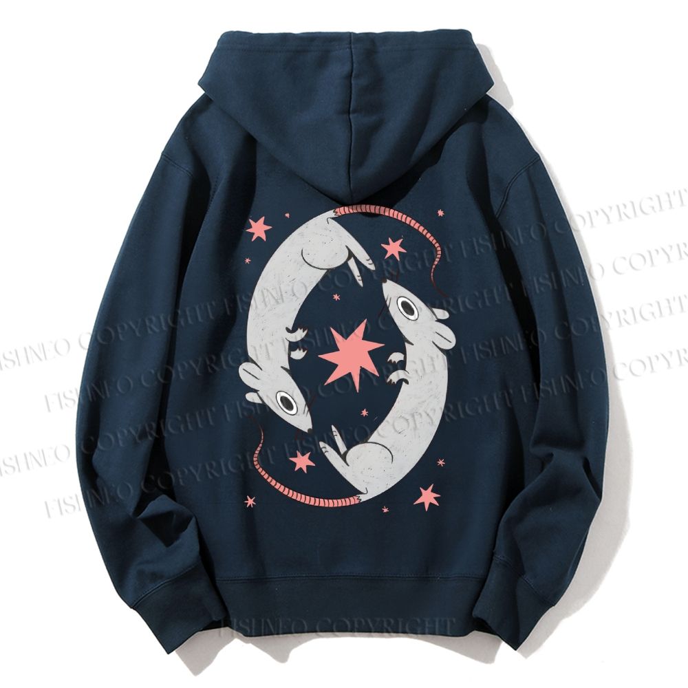 Unisex Casual Cotton Rats With Star Printed Hoodie