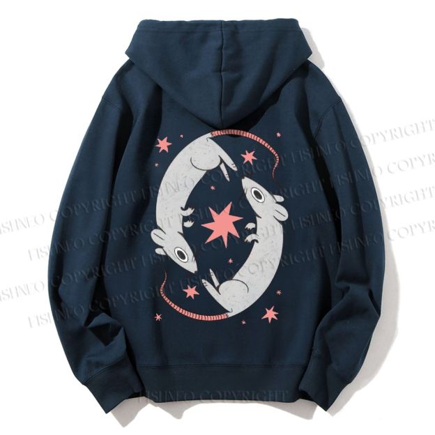 Unisex Casual Cotton Rats With Star Printed Hoodie