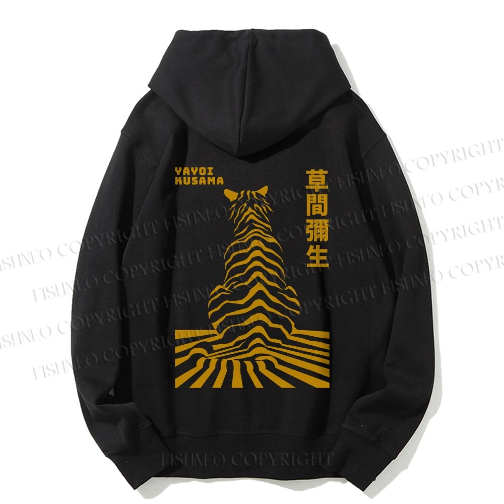 Unisex Casual Cotton Japanese Yayoi Kusama Panther Printed Hoodie