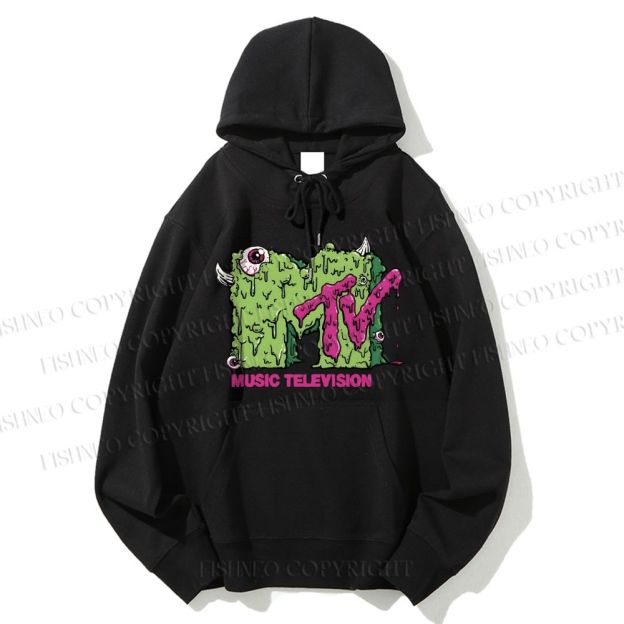 Unisex Casual Cotton MUSIC TELEVISION Monster Printed Hoodie