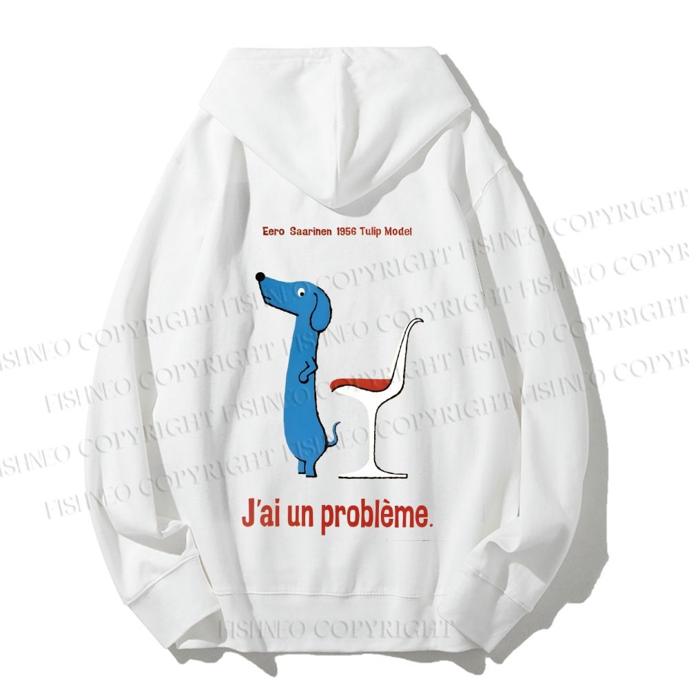 Unisex Casual Cotton Dachshund Dog Tulip Chair Printed Hoodie