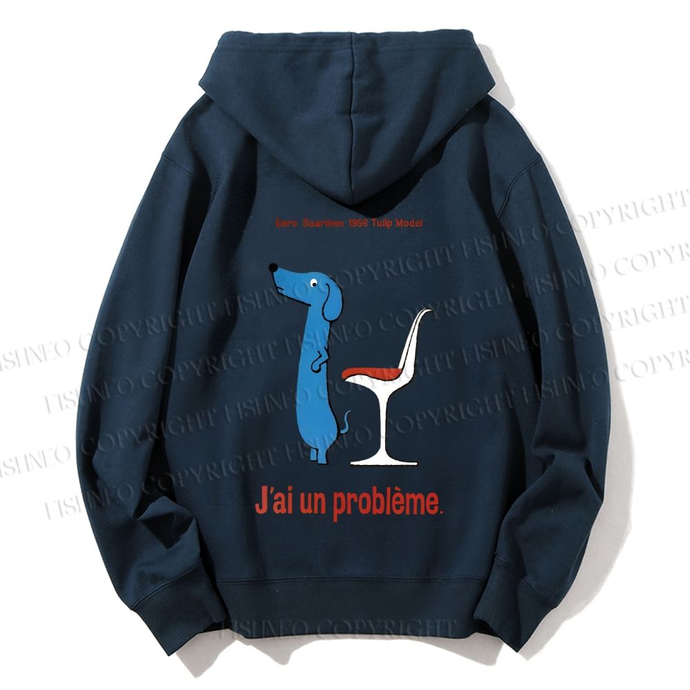 Unisex Casual Cotton Dachshund Dog Tulip Chair Printed Hoodie