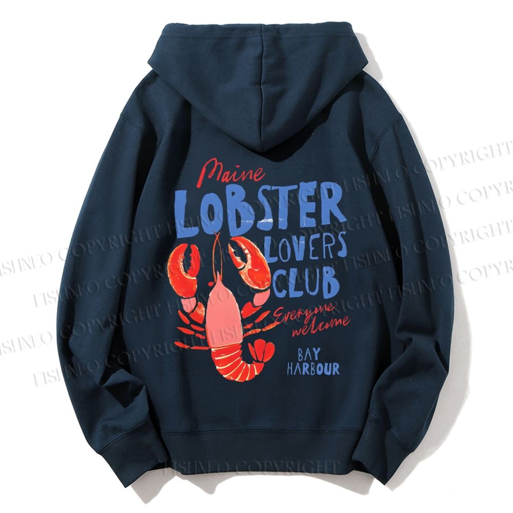 Unisex Casual Cotton Maine Lobster Lovers Club Printed Hoodie