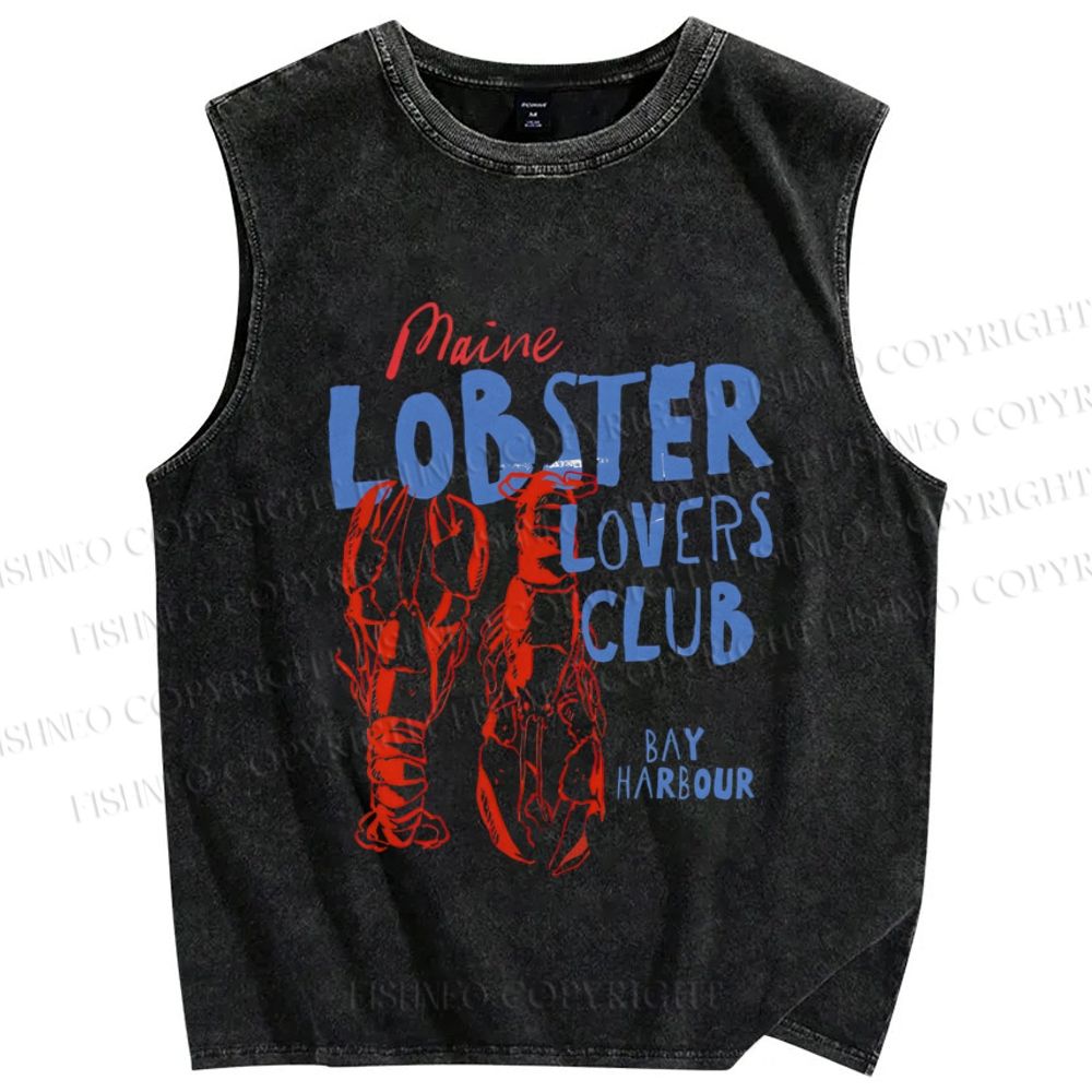 Unisex Maine Lobster Lovers Club Printed Washed Tank Top