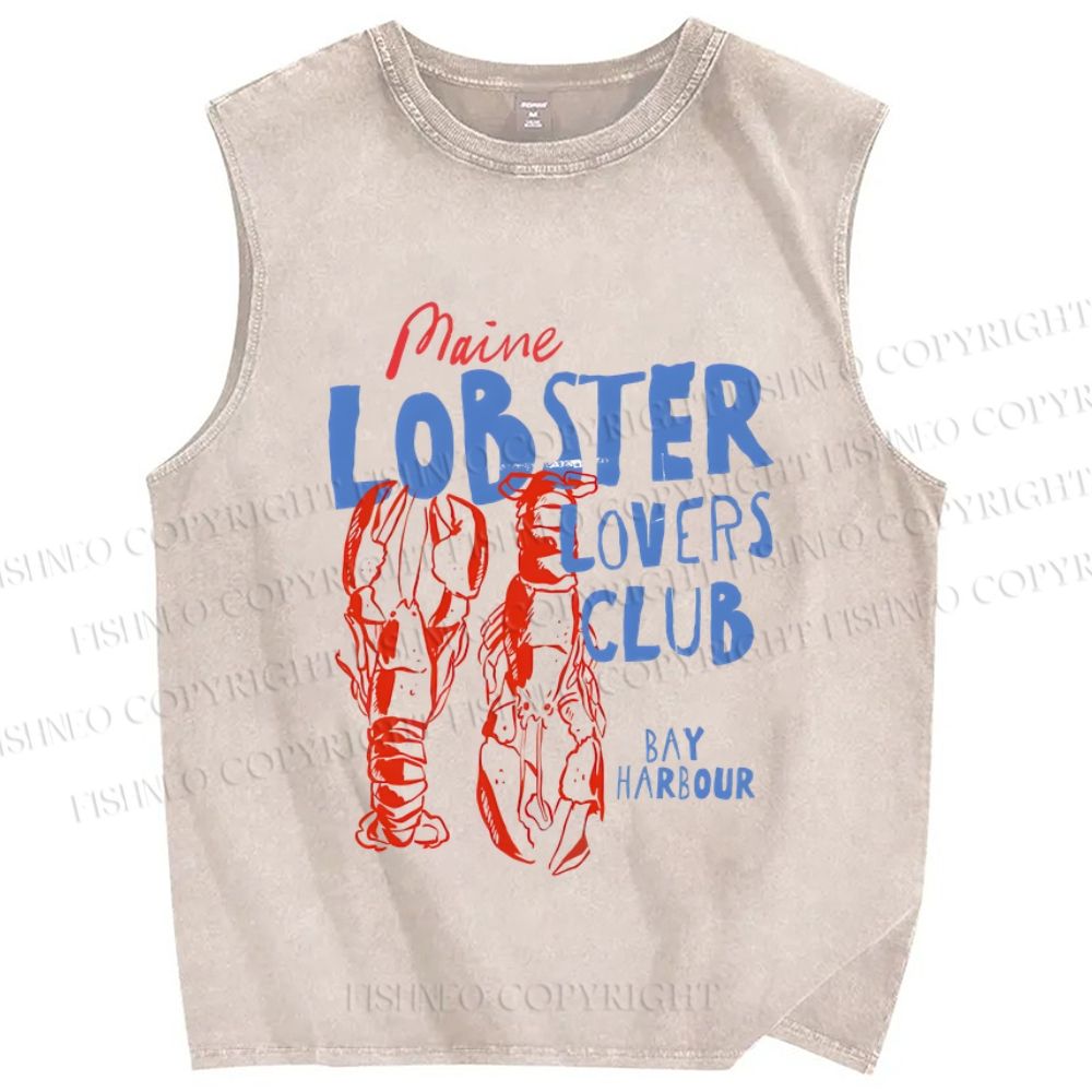 Unisex Maine Lobster Lovers Club Printed Washed Tank Top