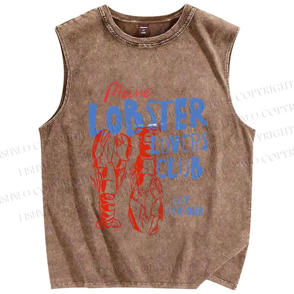 Unisex Maine Lobster Lovers Club Printed Washed Tank Top