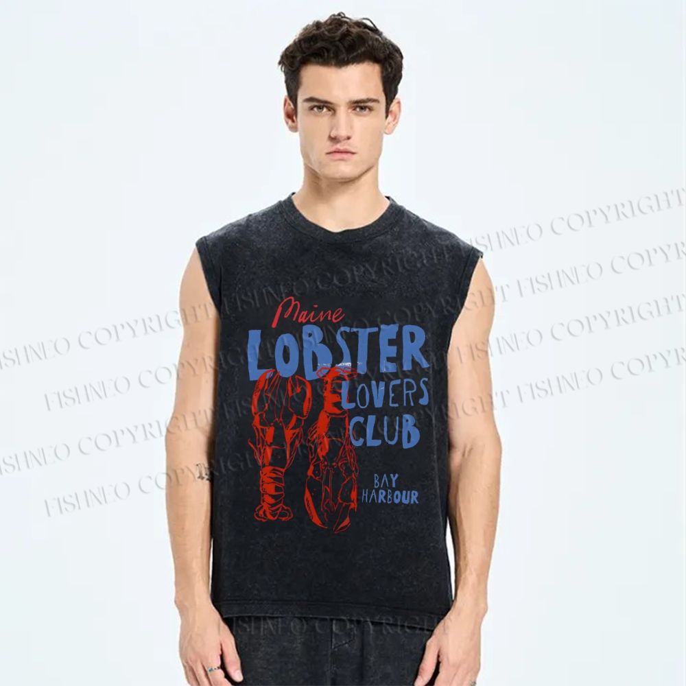 Unisex Maine Lobster Lovers Club Printed Washed Tank Top