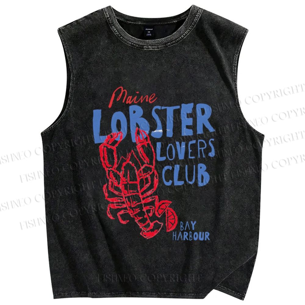 Unisex Maine Lobster Lovers Club Printed Washed Tank Top