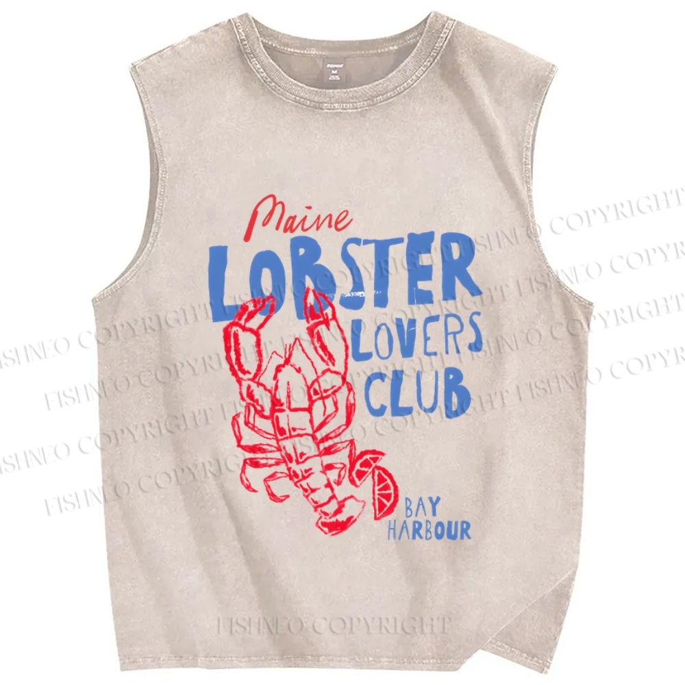 Unisex Maine Lobster Lovers Club Printed Washed Tank Top