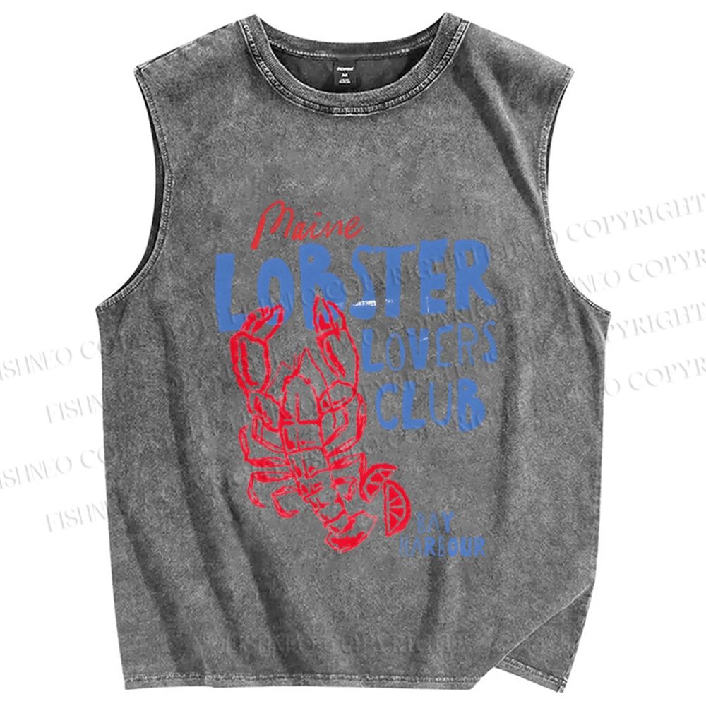 Unisex Maine Lobster Lovers Club Printed Washed Tank Top