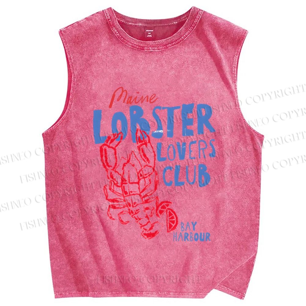 Unisex Maine Lobster Lovers Club Printed Washed Tank Top