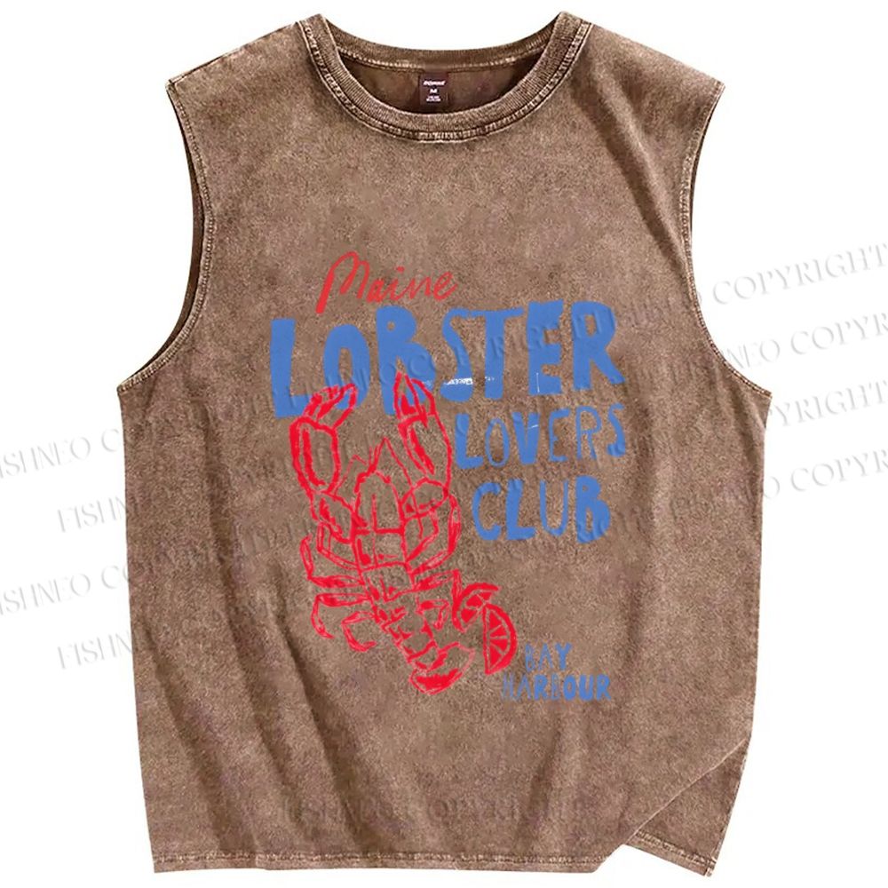 Unisex Maine Lobster Lovers Club Printed Washed Tank Top