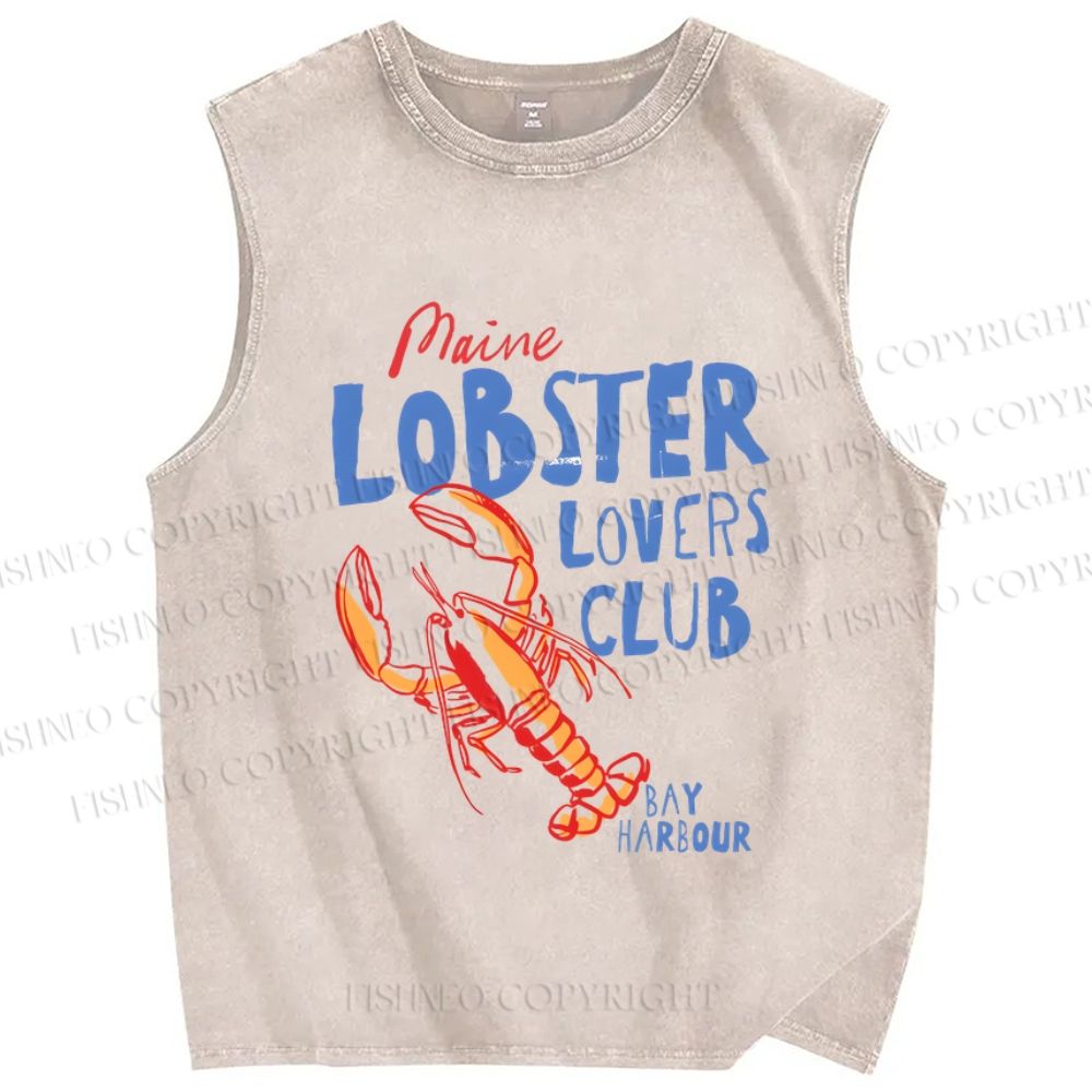 Unisex Maine Lobster Lovers Club Printed Washed Tank Top
