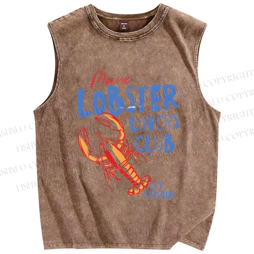 Unisex Maine Lobster Lovers Club Printed Washed Tank Top