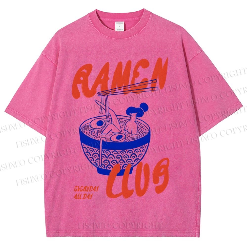 Unisex Ramen Club Printed Washed Tee