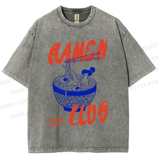 Unisex Ramen Club Printed Washed Tee