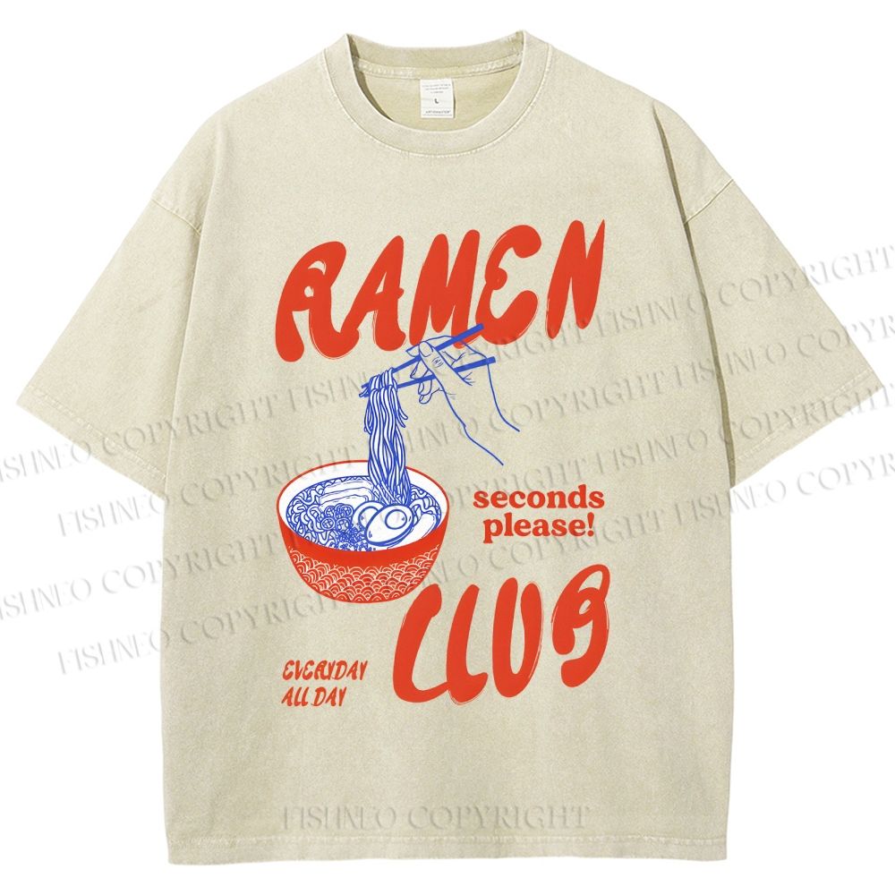 Unisex Ramen Club Printed Washed Tee
