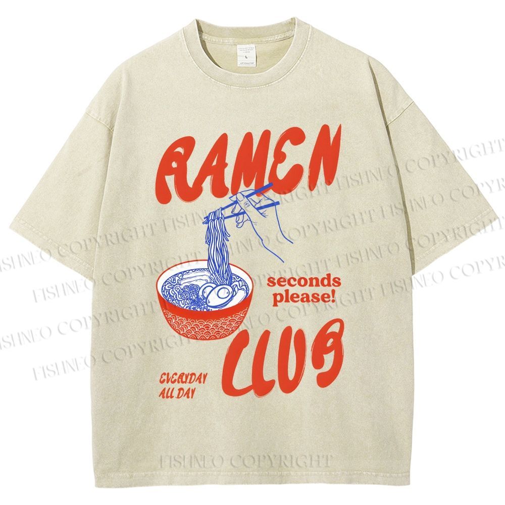 Unisex Ramen Club Printed Washed Tee