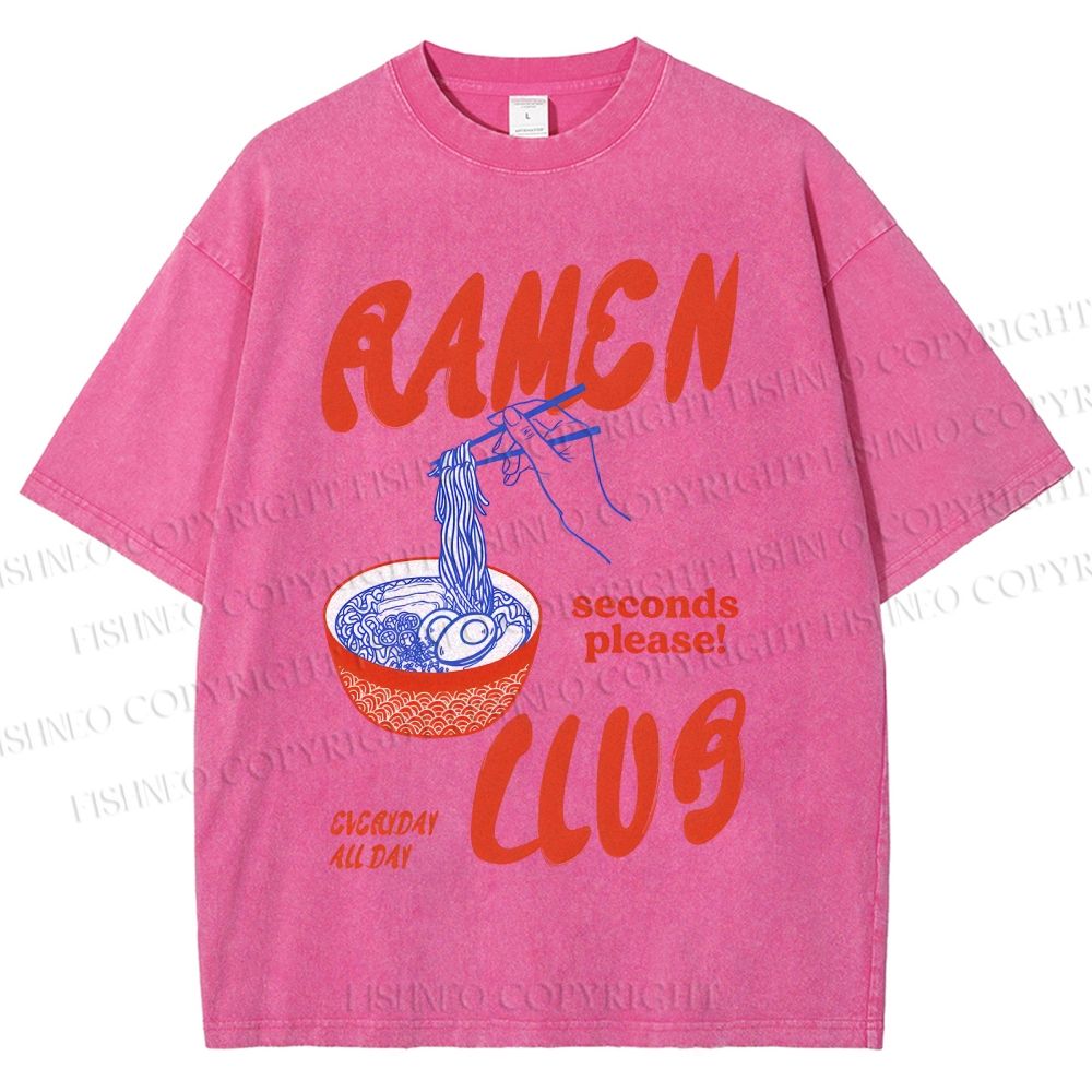 Unisex Ramen Club Printed Washed Tee