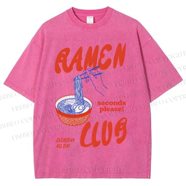 Unisex Ramen Club Printed Washed Tee