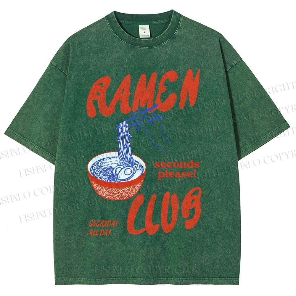 Unisex Ramen Club Printed Washed Tee