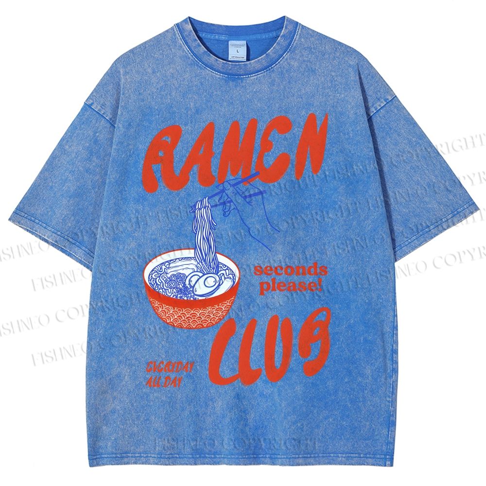 Unisex Ramen Club Printed Washed Tee