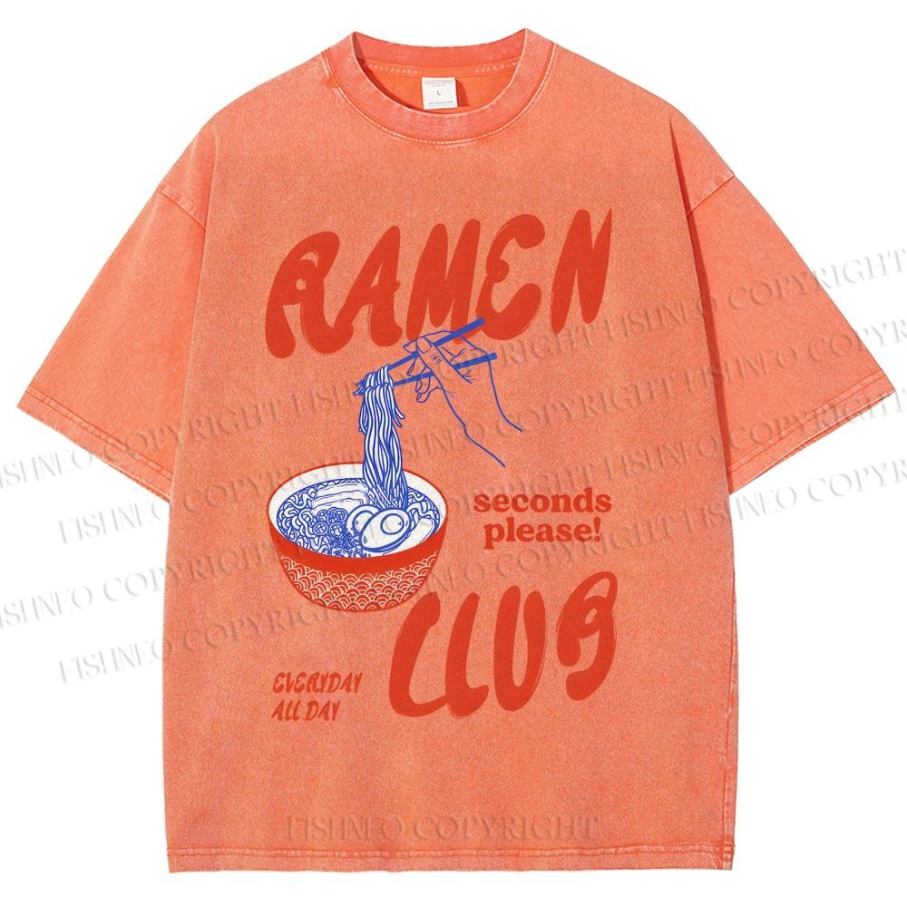Unisex Ramen Club Printed Washed Tee