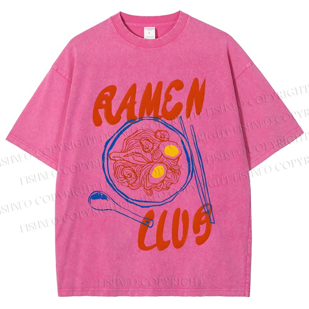 Unisex Ramen Club Printed Washed Tee