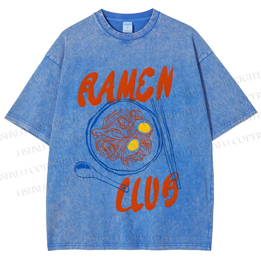 Unisex Ramen Club Printed Washed Tee