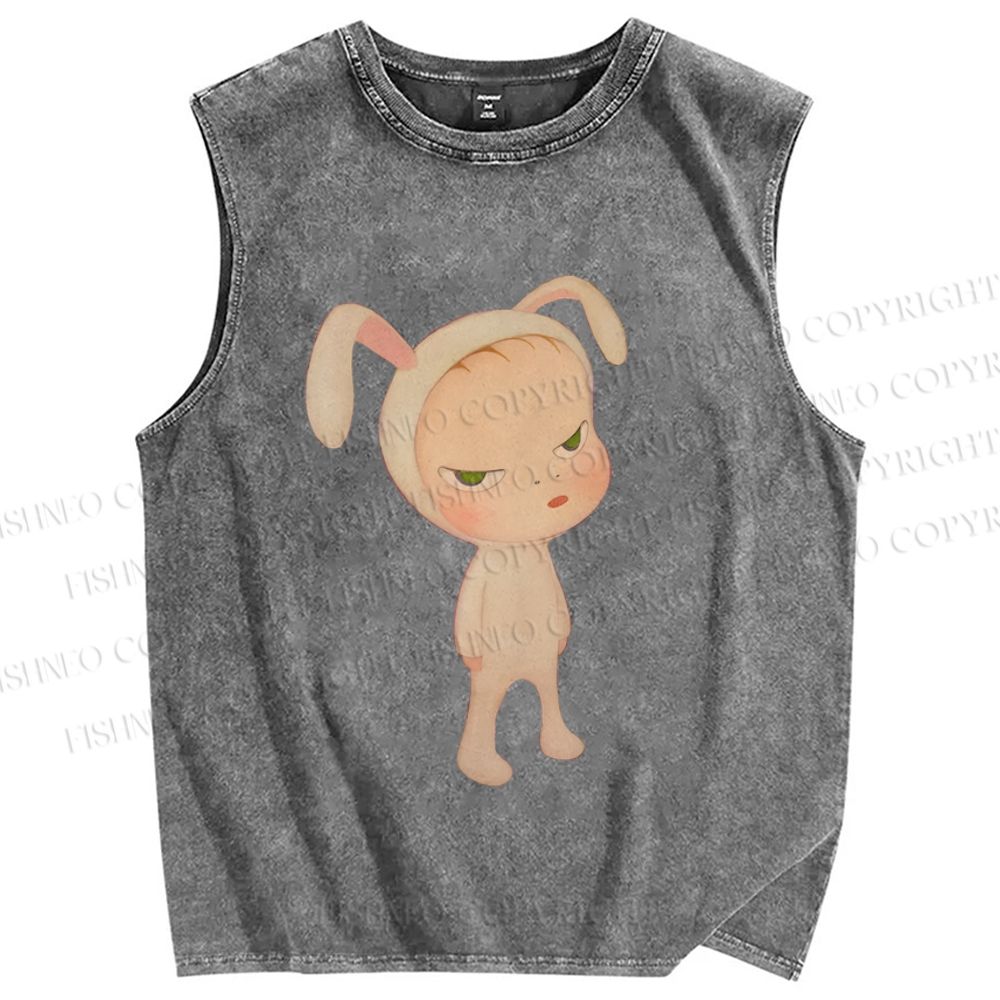 Unisex Yoshitomo Nara Printed Washed Tank Top