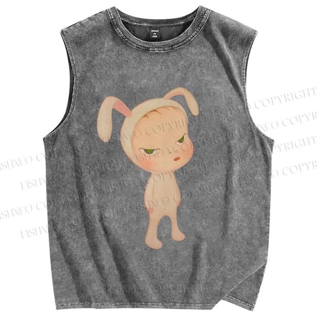 Unisex Yoshitomo Nara Printed Washed Tank Top