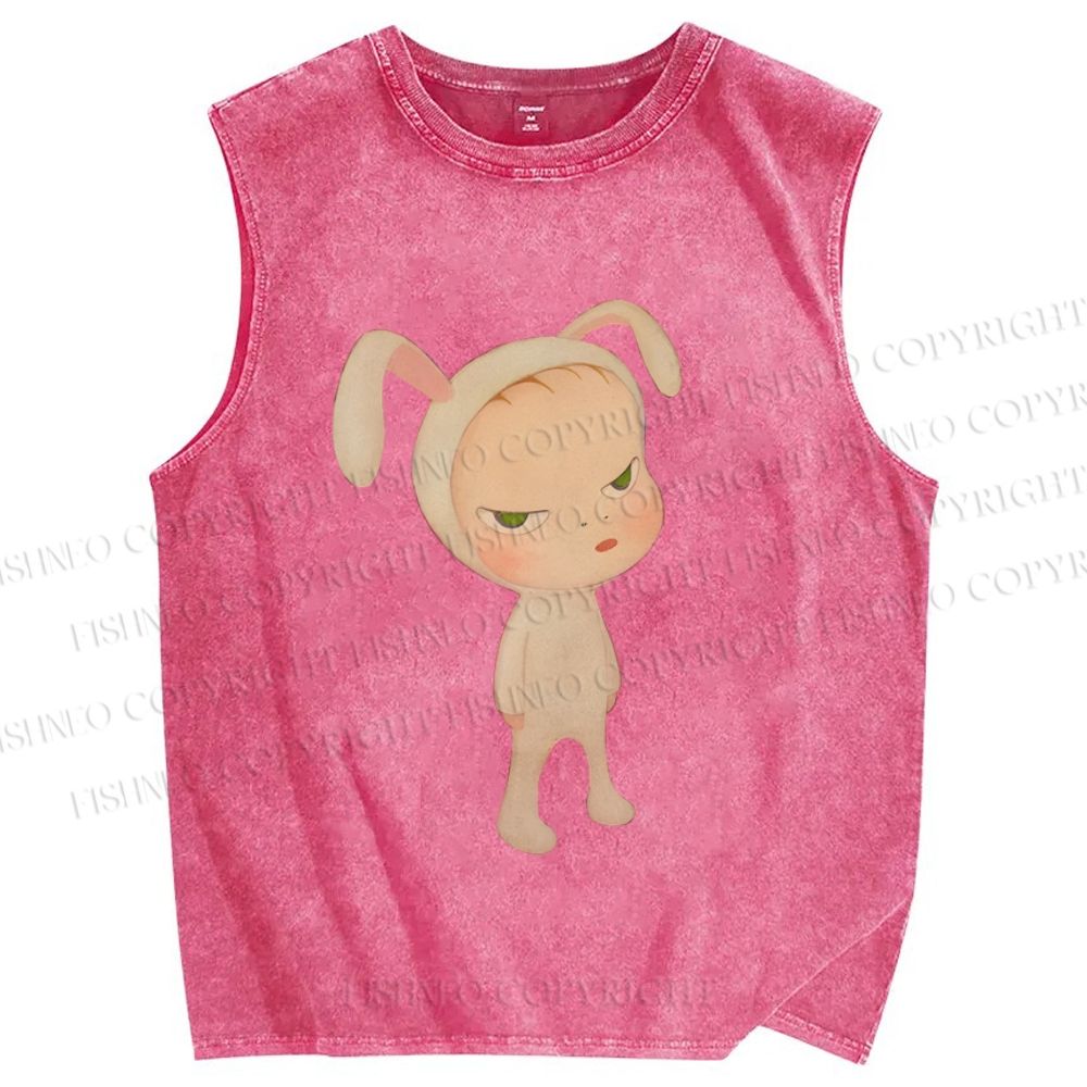 Unisex Yoshitomo Nara Printed Washed Tank Top