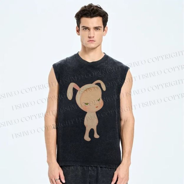 Unisex Yoshitomo Nara Printed Washed Tank Top