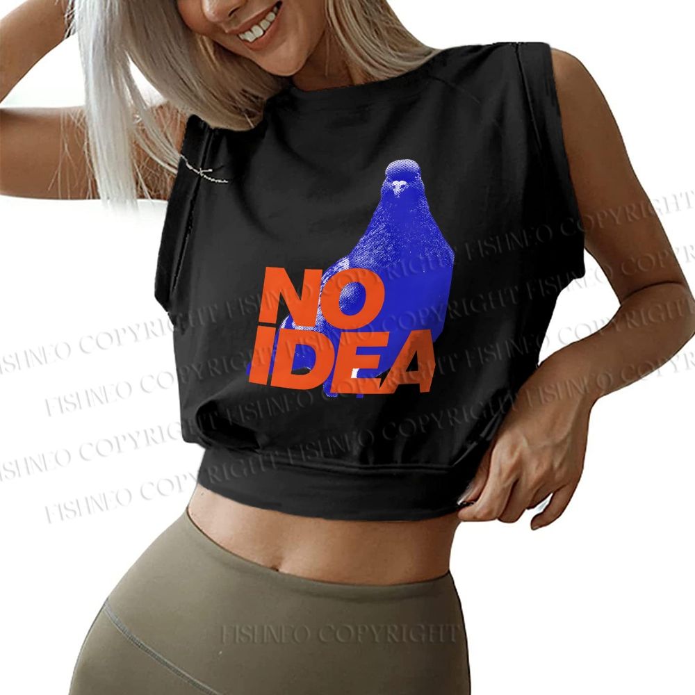 Funny Bird Pigeon Have No Idea Sleeveless Crop Tops