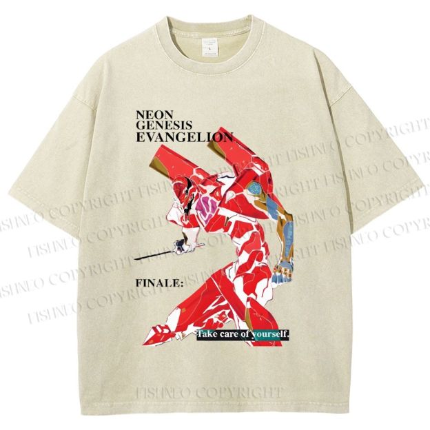 Unisex Neon Genesis Evangelion Printed Washed Tee