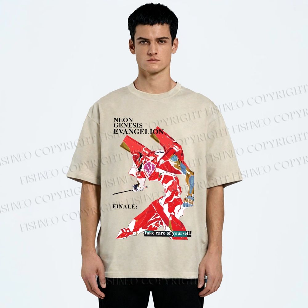 Unisex Neon Genesis Evangelion Printed Washed Tee