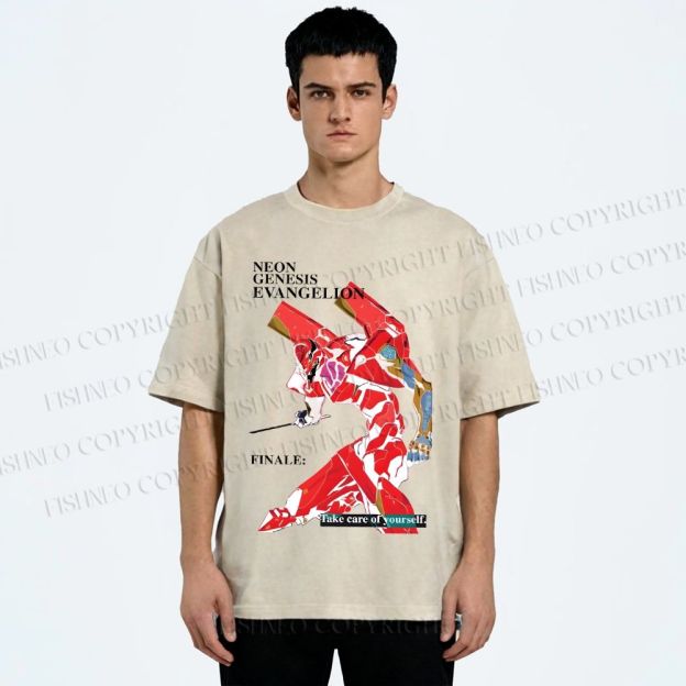 Unisex Neon Genesis Evangelion Printed Washed Tee