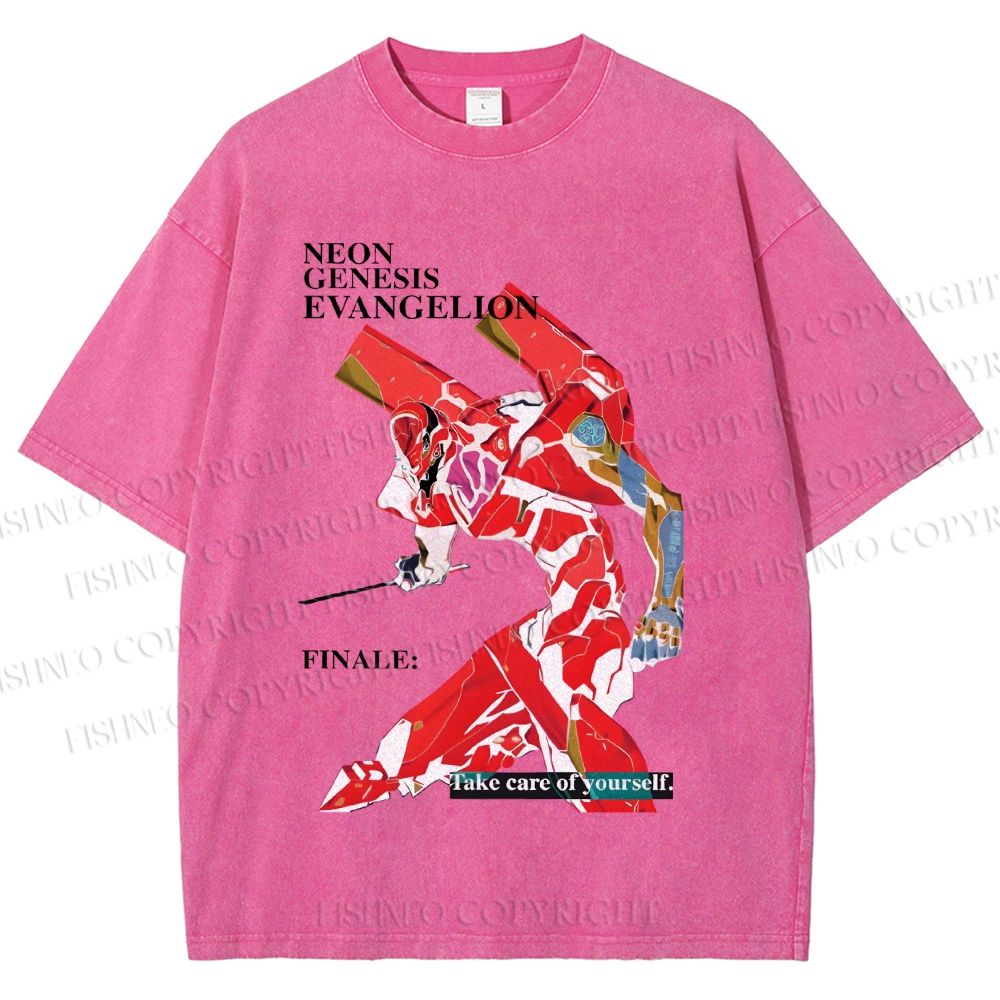 Unisex Neon Genesis Evangelion Printed Washed Tee