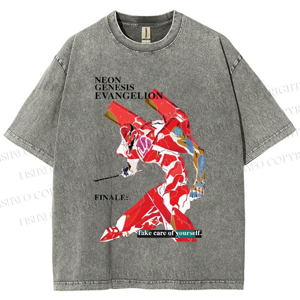 Unisex Neon Genesis Evangelion Printed Washed Tee